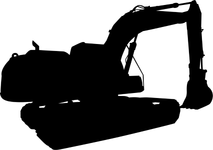 Silhouette of a Crawler Excavator